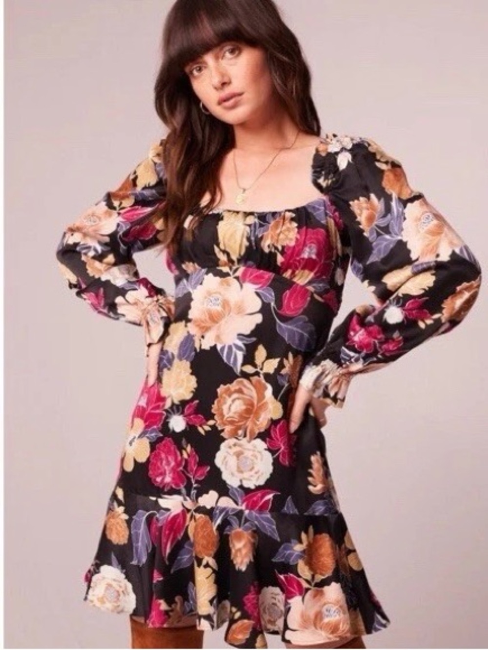 NWT Band of the Free Marguerite Floral Long Sleeve Mini Dress Size XS